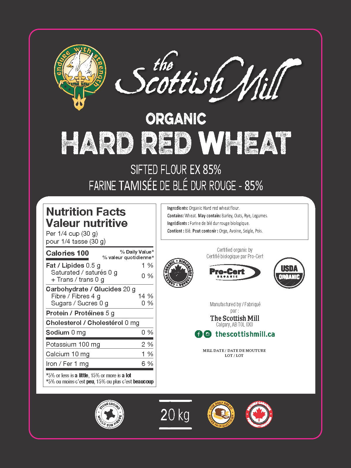 Organic Hard Red Wheat Flour, Sifted - EX 85%