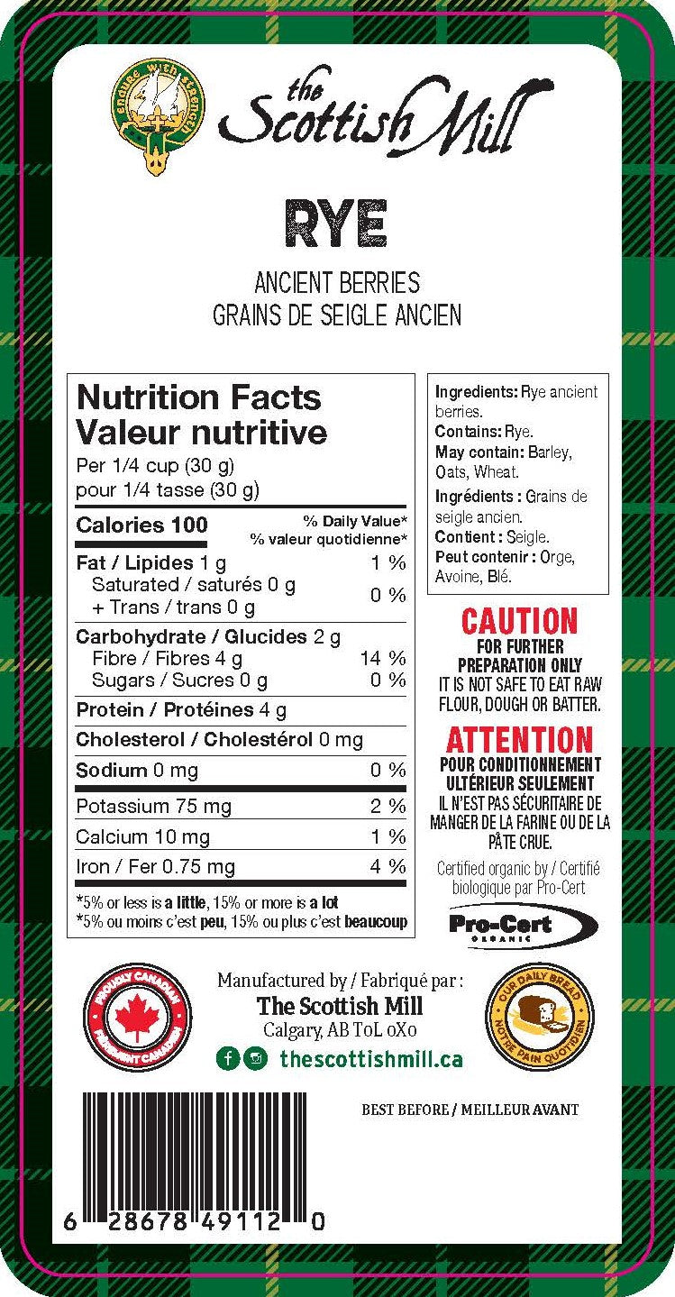 Organic Rye Berries - Ancient